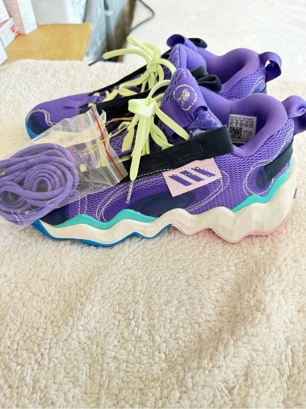 “NWT” “SIZE 9.5” WOMENS ADIDAS EXIBIT B’ ACTIVE PURPLE MINT RUSH BASKETBALL